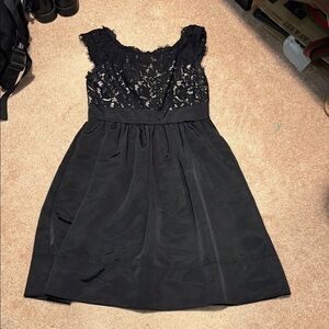 Eliza J Lace & Faille Cap Sleeve Dress black Dress Womens Size 6